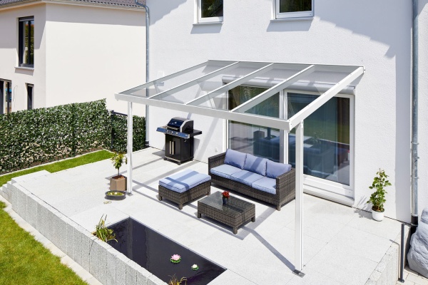 Gutta toit de terrasse premium blanc 5x3m verre véritable