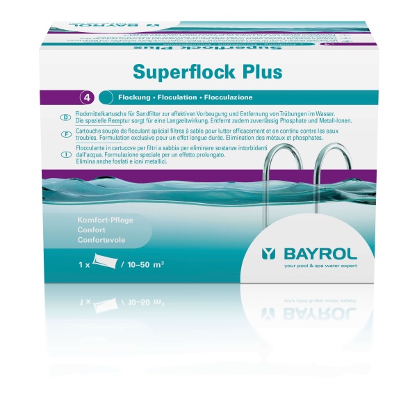 Cartucho de floculante Superflock Plus para el cuidado del agua de la piscina