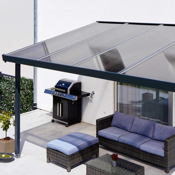 Gutta toit de terrasse premium 3x3m détail polycarbonate bronze