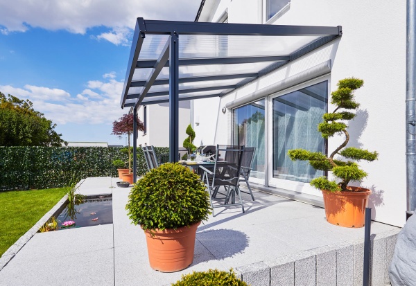 4295127 Gutta toit de terrasse premium anthracite 4x3m acrylique transparent