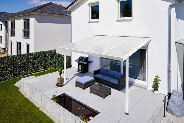 Gutta toit de terrasse premium blanc 8x3m acrylique bleu climatique