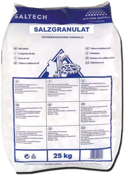 Pool salt granulate for salt electrolysis systems