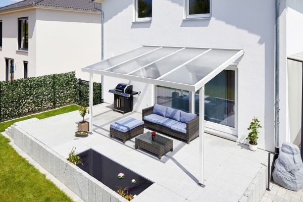 Toit de terrasse Gutta 5x3m blanc acrylique clair