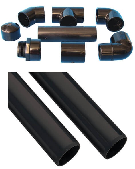 Black PVC fittings and pipe