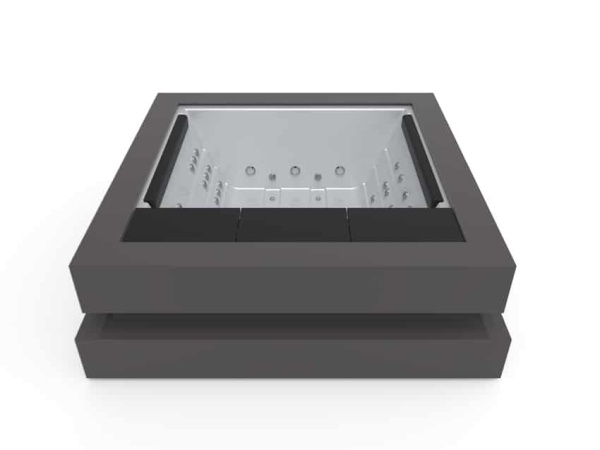 Aquavia SPA Whirlpool Cube - couleur cuve argent - lambris extérieur graphite