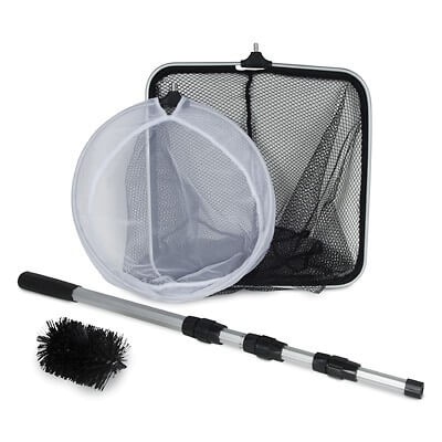 Pond net cleaning set with telescopic handle