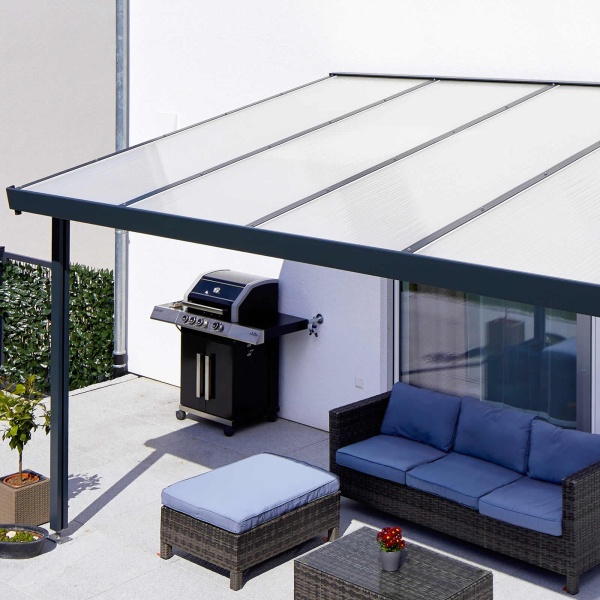 Gutta patio roof premium 5x3m detail acrylic climate blue